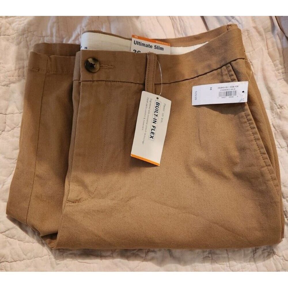 New Old Navy Shorts Mens 36 Ultimate Slim Built In Flex Khaki Chino Flat Front - Picture 6 of 8